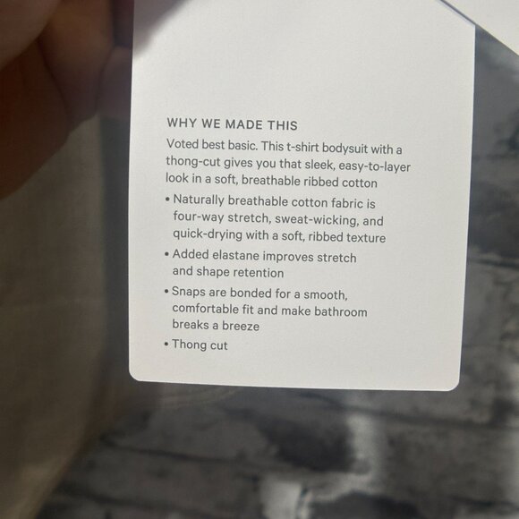 NWT Lululemon Stretch Cotton Rib Crewneck SS Bodysuit Thong Size XS (WSHG) - Picture 14 of 16